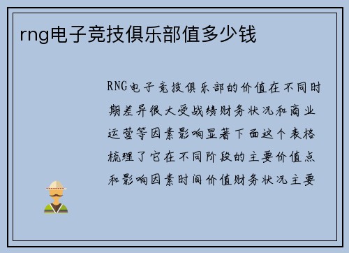 rng电子竞技俱乐部值多少钱
